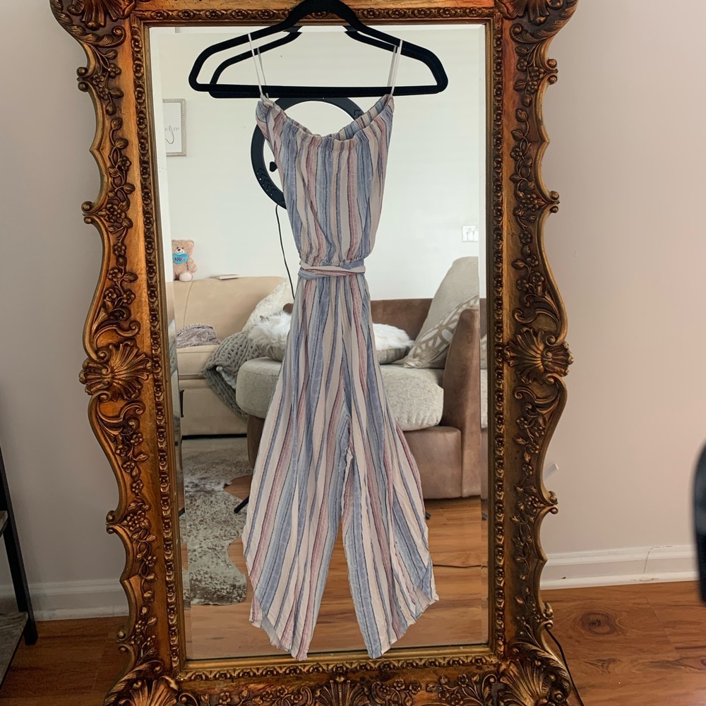Vici strapless jumpsuit with high slits on legs